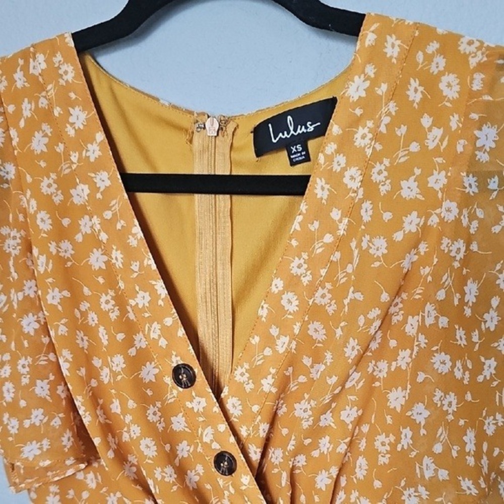 Lulu's Spring Flutter Sleeve Surplice Floral Midi Dress XS After Bloom Delight - Picture 4 of 11